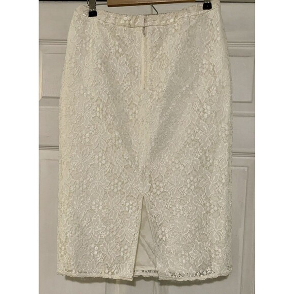 In The Mood 80s Vintage Ivory Pearl Button Lace Skirt Blazer Set Women Size 12 - Picture 12 of 12